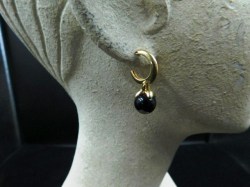 14K GOLD BLACK ONYX BALL PIERCED STUD EARRINGS JEWELMAK